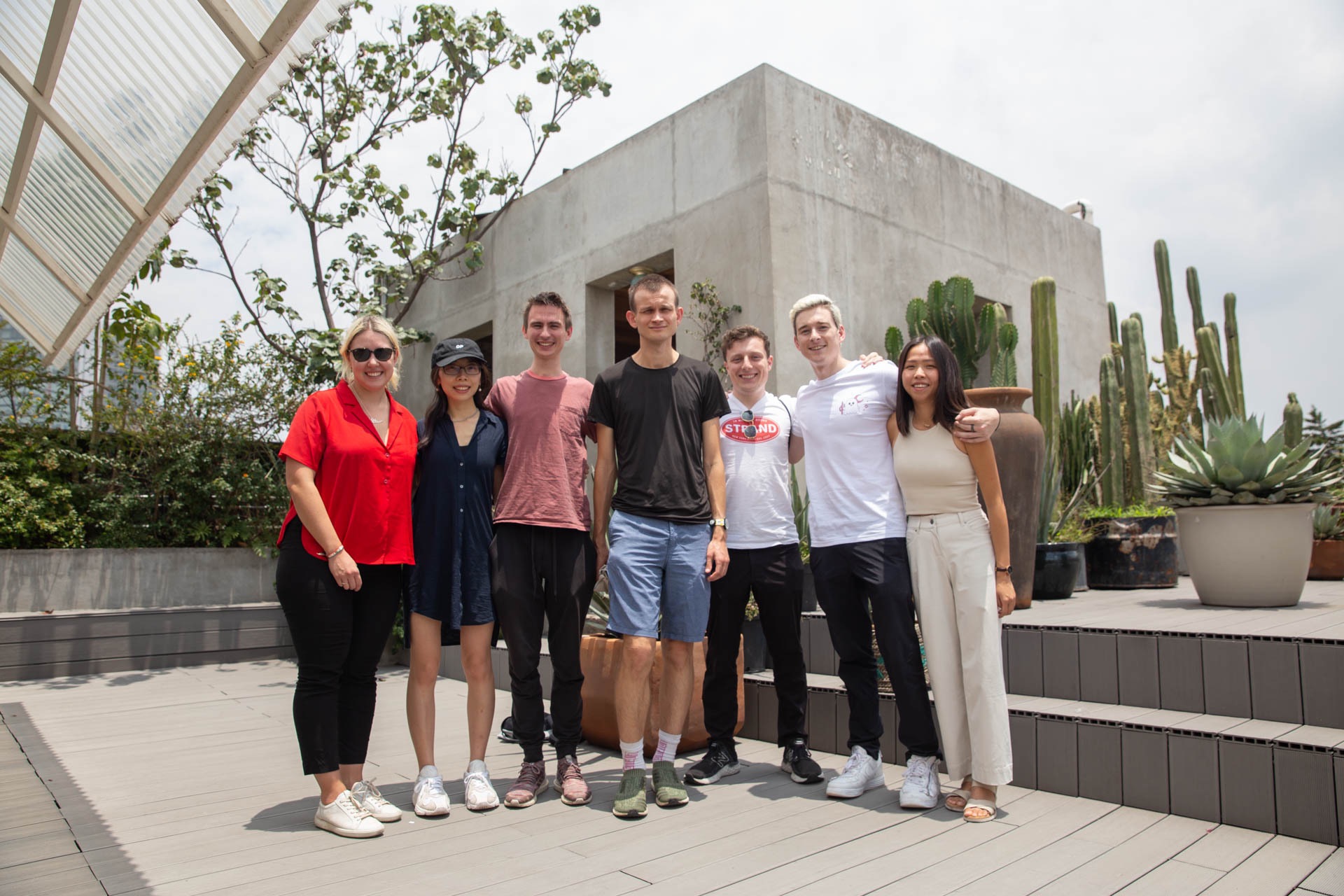 Luke Bateman with Vitalik Buterin, Karl Floersch, and ETHGlobal cofounder Liam Horne.